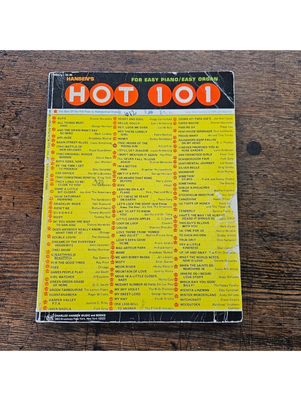 Hansen Hot 101 Easy Piano Organ Sheet Music Songbook Pop Hits Vintage 1970s